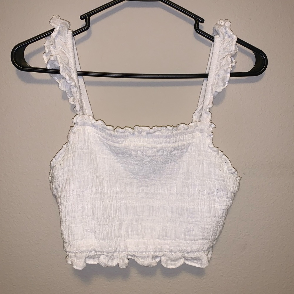 Fashion Nova White Frill Crepe Crop Top